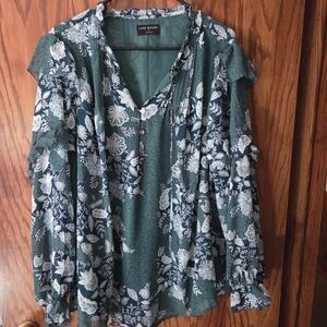 Lane Bryant Green Floral Women's Top